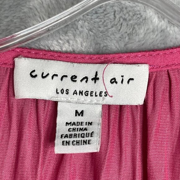 Current Air Pleated Puff Sleeve‎ Top Womens M Pink V Neck Peplum Spring Summer - Picture 3 of 8